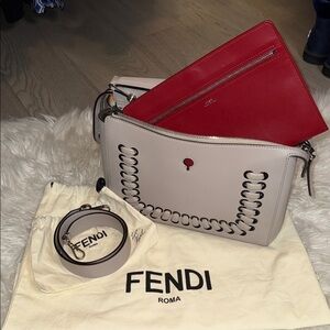 Fendi Cream Leather Shoulder Bag